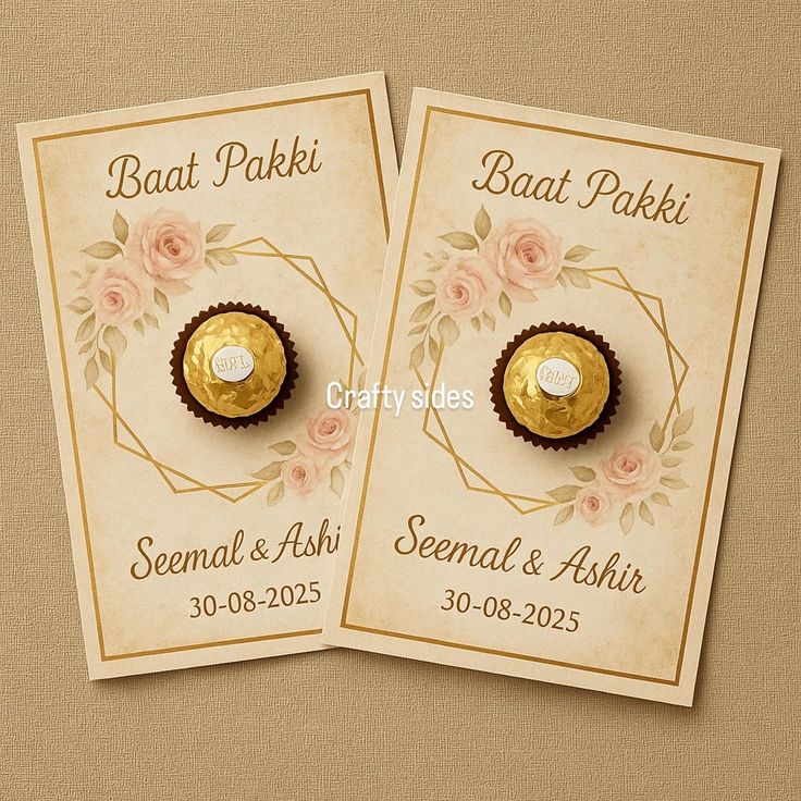 Customized Baat Pakki Chocolate Card | Personalized Engagement Favor Card | Nikkah Mubarak Gift Card | Wedding Return Gift | Ferrero Chocolate Card | Only Display Cards