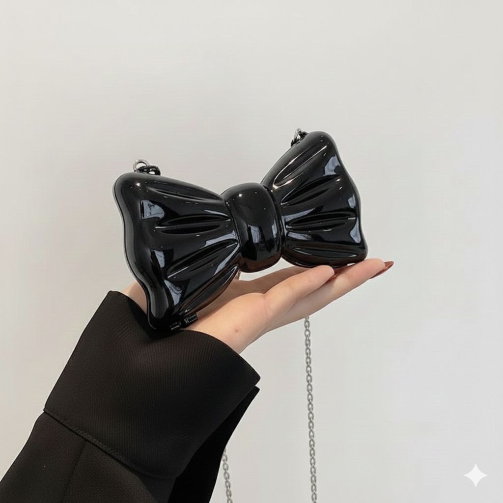 Trendy Acrylic Moon Shaped Base Box Mini Clutch for Girls | Luxury Oval Bow, Heart, Shell, Flower Shape Evening Handbag | Eid Festival, Party, Wedding & Formal Fashion Bag(Perfect Gift For Her)
