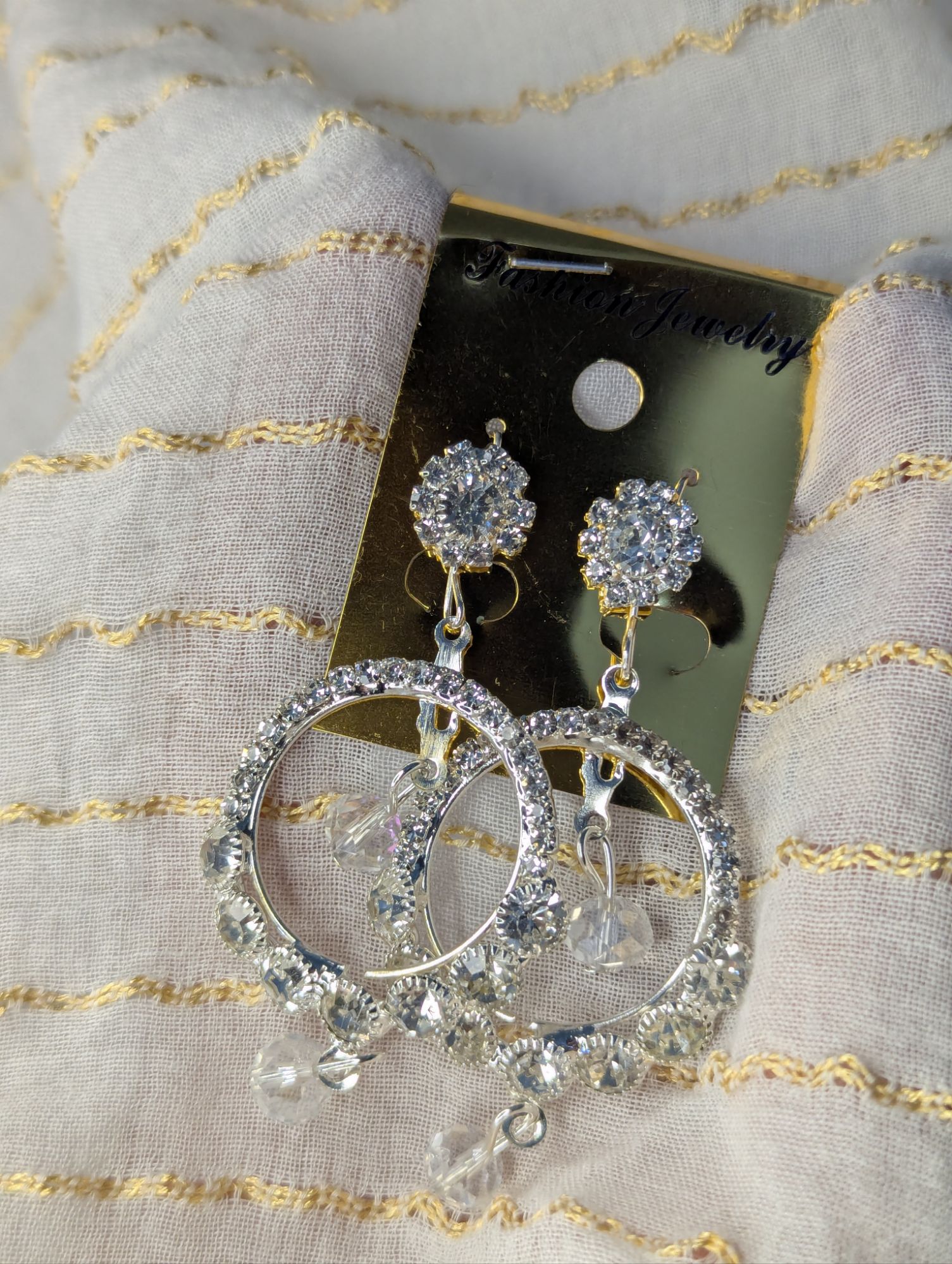 Sterling Silver Round Long Dangle Earrings – Beautiful, Lightweight, Hypoallergenic, Trendy Earrings for Women | Bridal, Party, Daily Wear, Gift, Statement Jewelry on Daraz