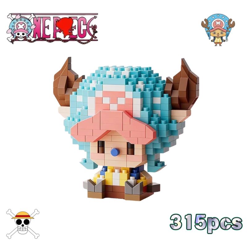 ONE PIECE Sun God Nika Luffy Micro Building Block Chopper Ace Buggy 3D Anime Model Assembly Mini Bricks Figure Toys For
