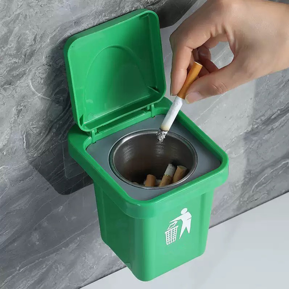 1Pc Wall Mounted Garbage Can Ashtray Creative Home Living Room Bathroom Lid Ashtray With Lid