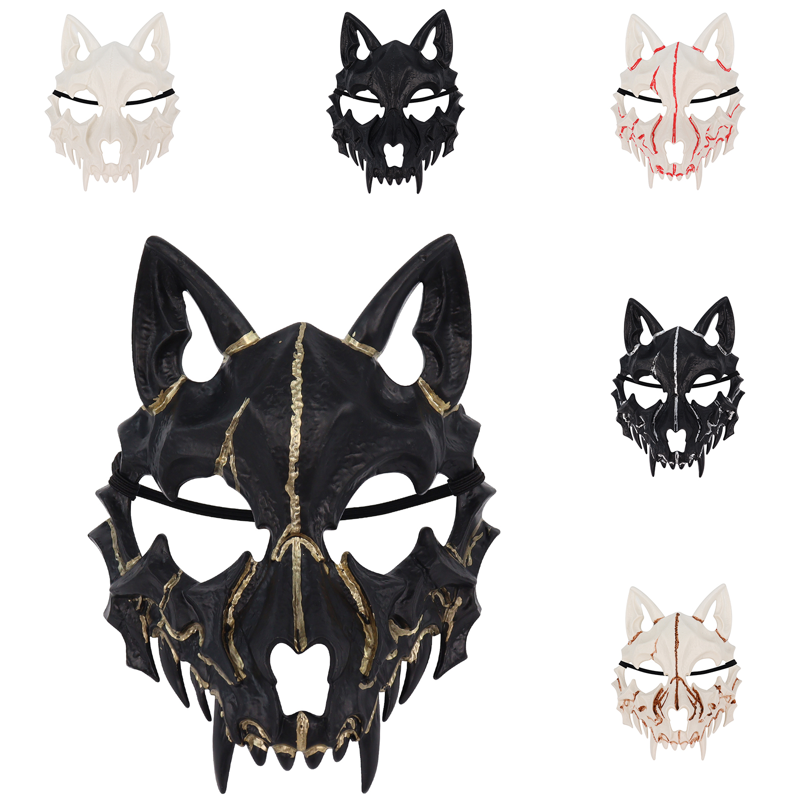 Scary Animal Half Face Mask Costume Cosplay Accessory for Halloween Masquerade Carnival Party