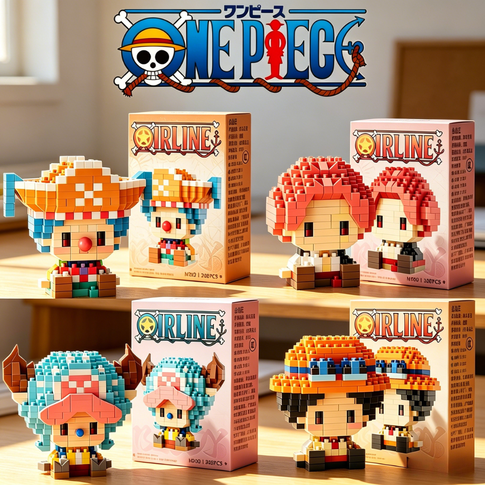 HOT ONE PIECE Sun God Nika Luffy Micro Building Block Chopper Ace Buggy 3D Anime Model Assembly Mini Bricks Figure Toys For 