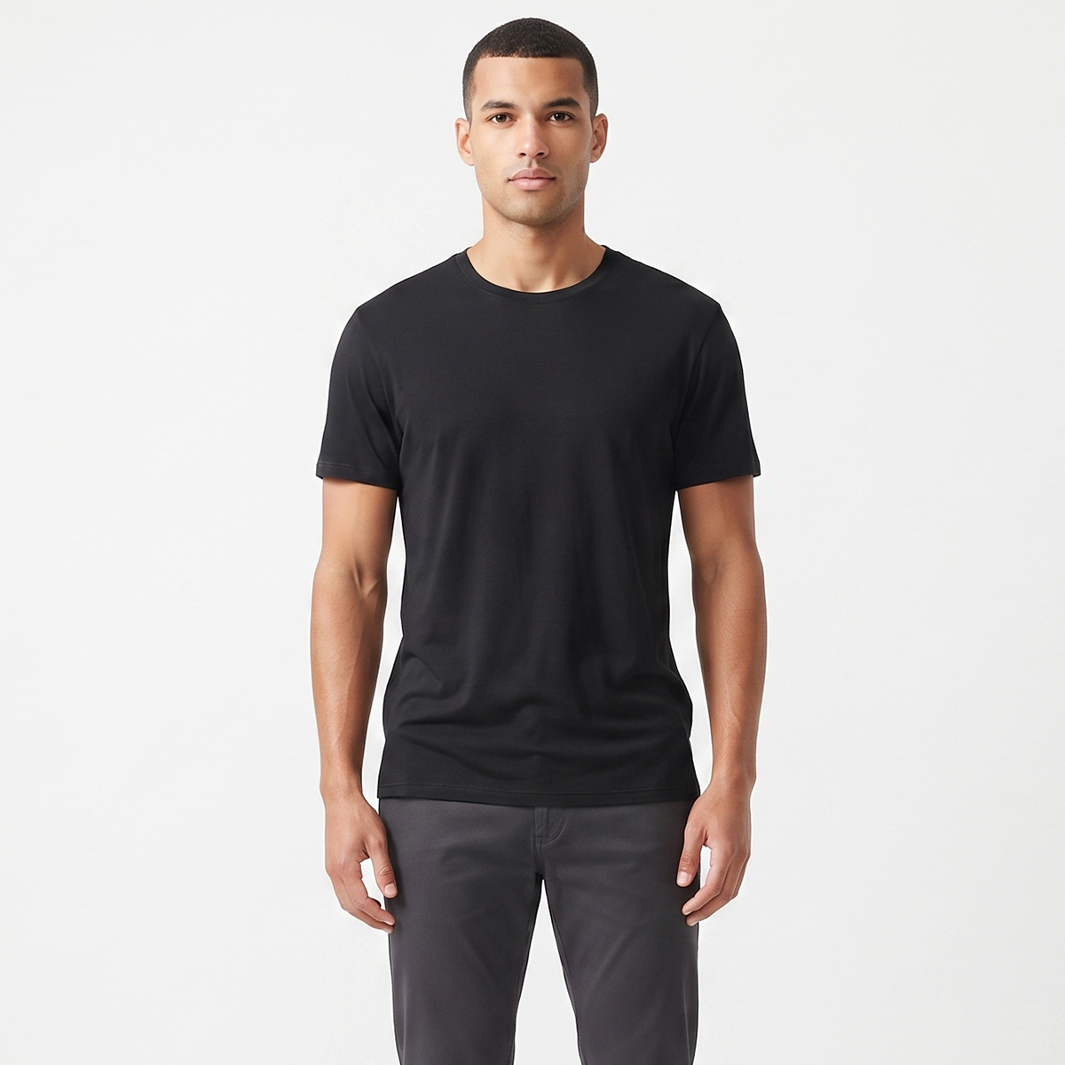 HashBack basic Crew Neck  Tshirt For Men Black