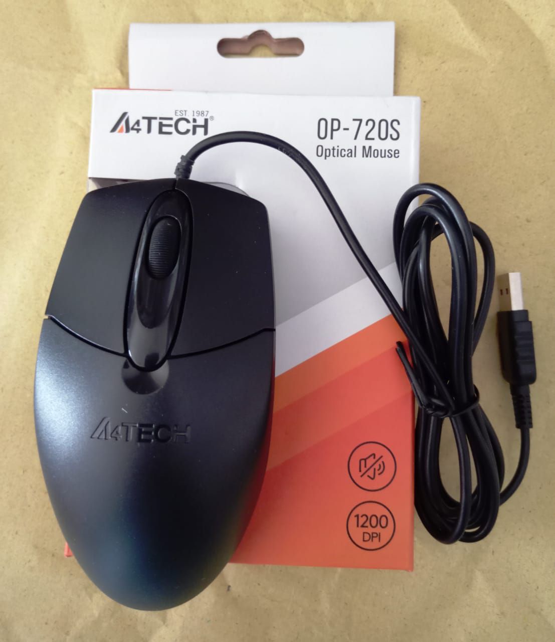 A4-TECH OP-720S Optical Mouse (Original Product) Silent Clicks, Optical Sensor, 1200 DPI, Dust Resistant Wheel, 4 Way Smart Wheel