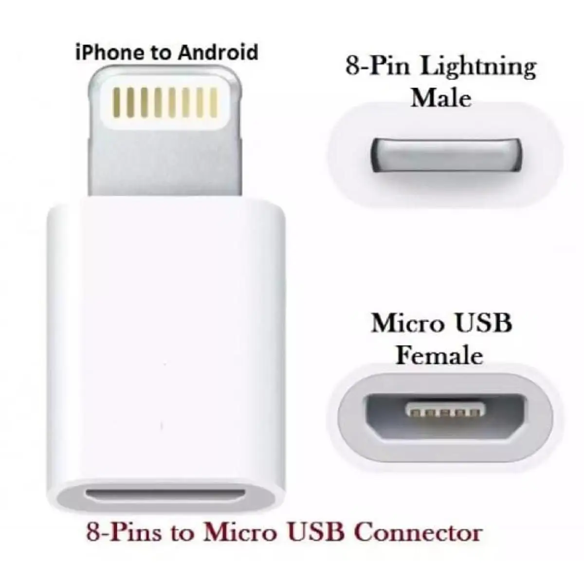 Iphone Lightning To Android Micro Usb Converter USB Adapter