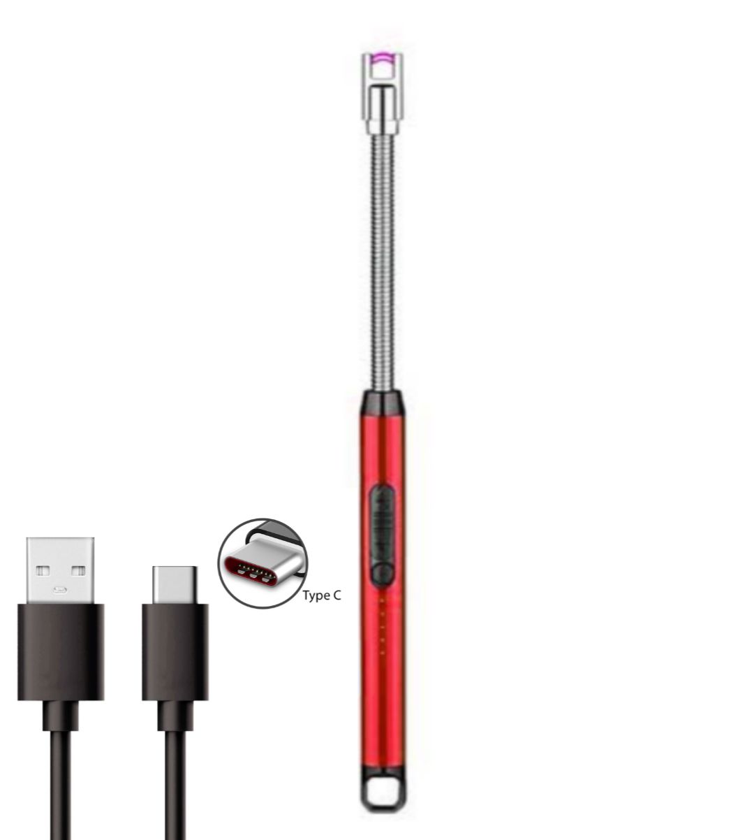 Electric Arc USB Rechargeable Flameless Arc Lighter Flexible and Windproof for Candles, Hiking, Camping, Kitchen, Fireplaces 360 degree free rotation
