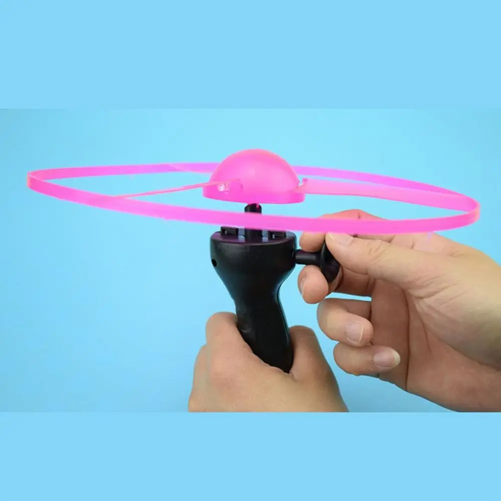 Kids Luminous Flying Disc Propeller Toys LED Lighting Pull String Flying UFO Toy Spinning Top Outdoor Game Sports Toy  hot