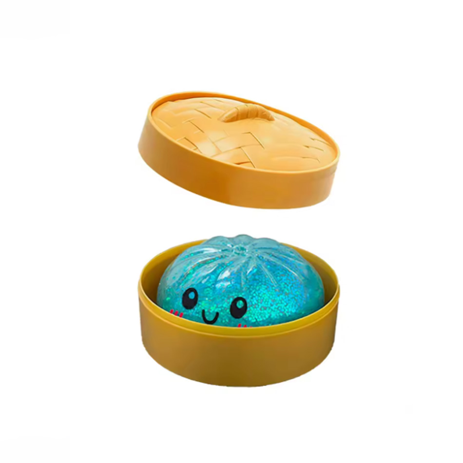 Viral Hidden Design 1-4Pcs Glitter Bead Dumpling Squishy, Blind Box with Box, Realistic Bun & Dumpling Squeeze Toy, Stress Relie