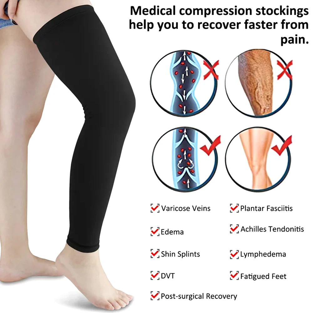 RGGMQQ 1PCS Compression Leg Sleeves - Full Leg Compression Sleeve for Men & Women,UV Legs Sleeves - Cycling Leg Warmers Sports
