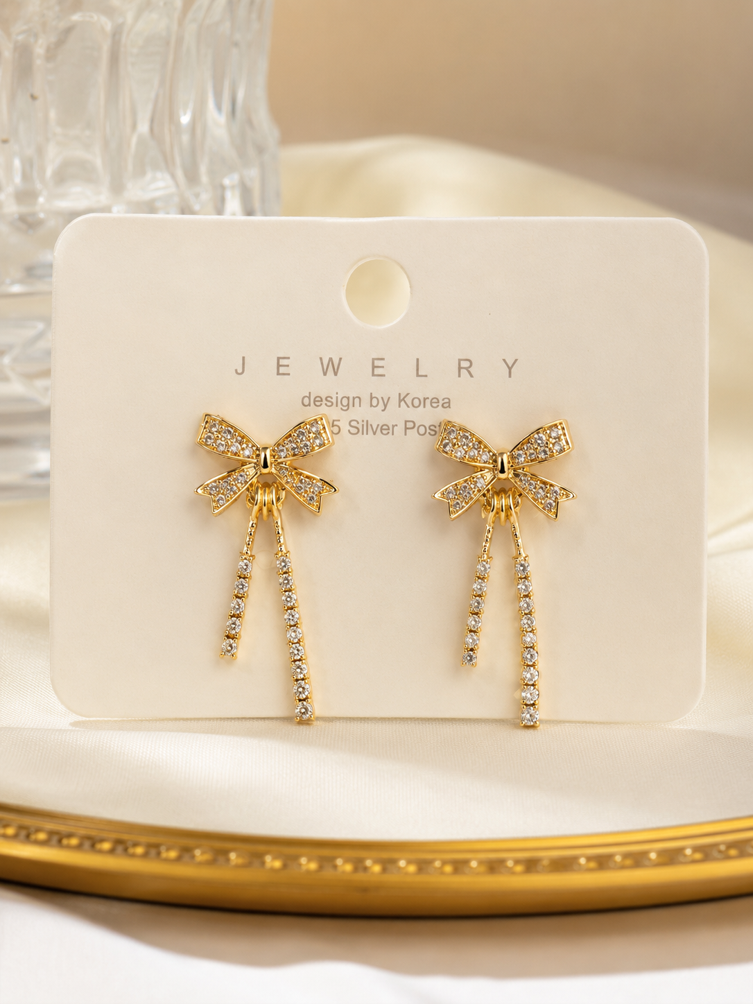 Luxury Gold Bow Crystal Tassel Earrings for Women | Korean Style Rhinestone Drop

Earrings | Fashion Jewelry