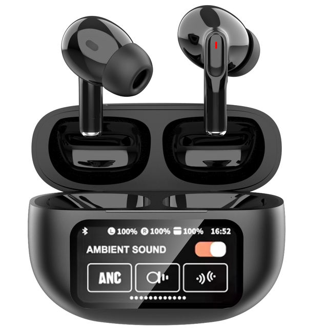 ๐ง Black Pro Style Display Earbuds ๐ค | ๐ฑ Digital Display Case | ๐ Deep Bass | ๐ถ Wireless Bluetooth | ๐ Touch Control | โก Type-C Charging