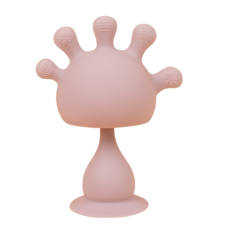 Baby Finger Mushroom-Shaped Rattle Teether, Silicone Soft Teething Stick, Newborn Soothing and Chewing Fun