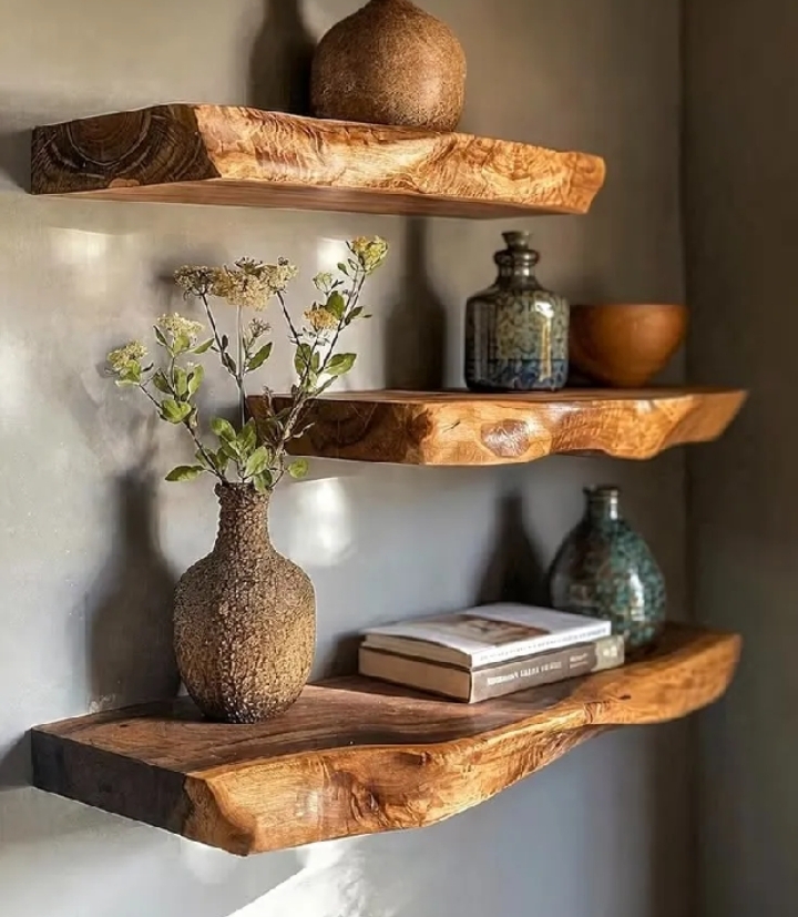Premium Live Edge Floating Shelf | Custom Size Wooden Wall Mounted Shelf | Rustic Industrial Floating Wall Shelf | Modern Display & Storage Shelf for Living Room, Bedroom, Kitchen & Office