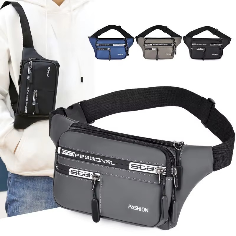 Casual Large Capacity Multifunctional Crossbody Waist Bag for Men Waterproof Oxford Cloth Mobile Phone Bag Cashier Bag