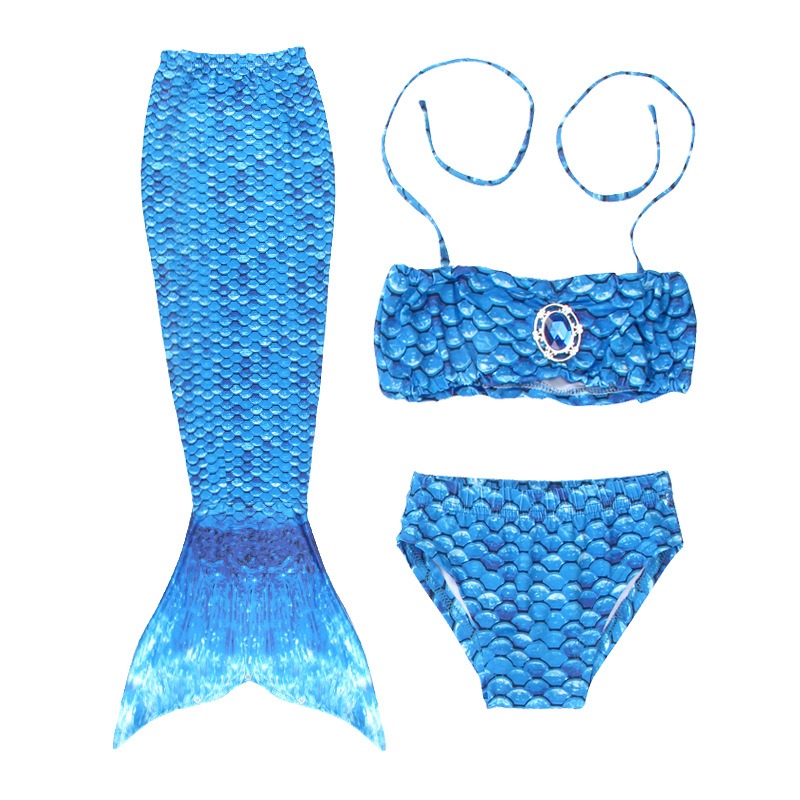 Girls 3 Piece Mermaid Swimsuit Cosplay Costume Beach Pool Party Outfit Ages 5-12