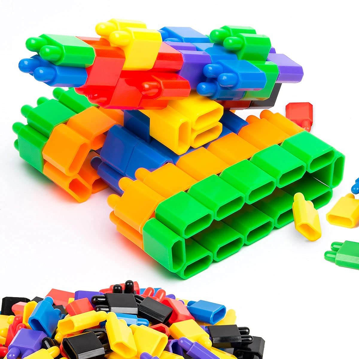Bullet Shape Educational Building Blocks For Kids | Interlocking Plastic Smart Activity Construction Blocks Set | Robot, Pyramid, Army Tank, Rocket Etc. | Multicolour