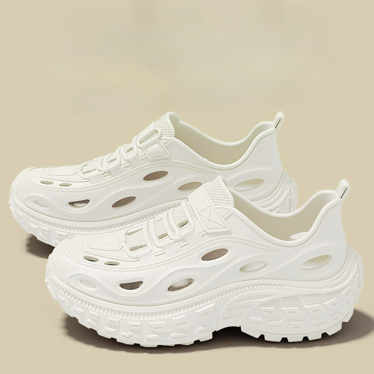 Women's Summer Shoes with Thick Soles Men's Perforated Shoes Quiet Odor Proof Water Wading Quick Drying Sports Non Slip Sandals
