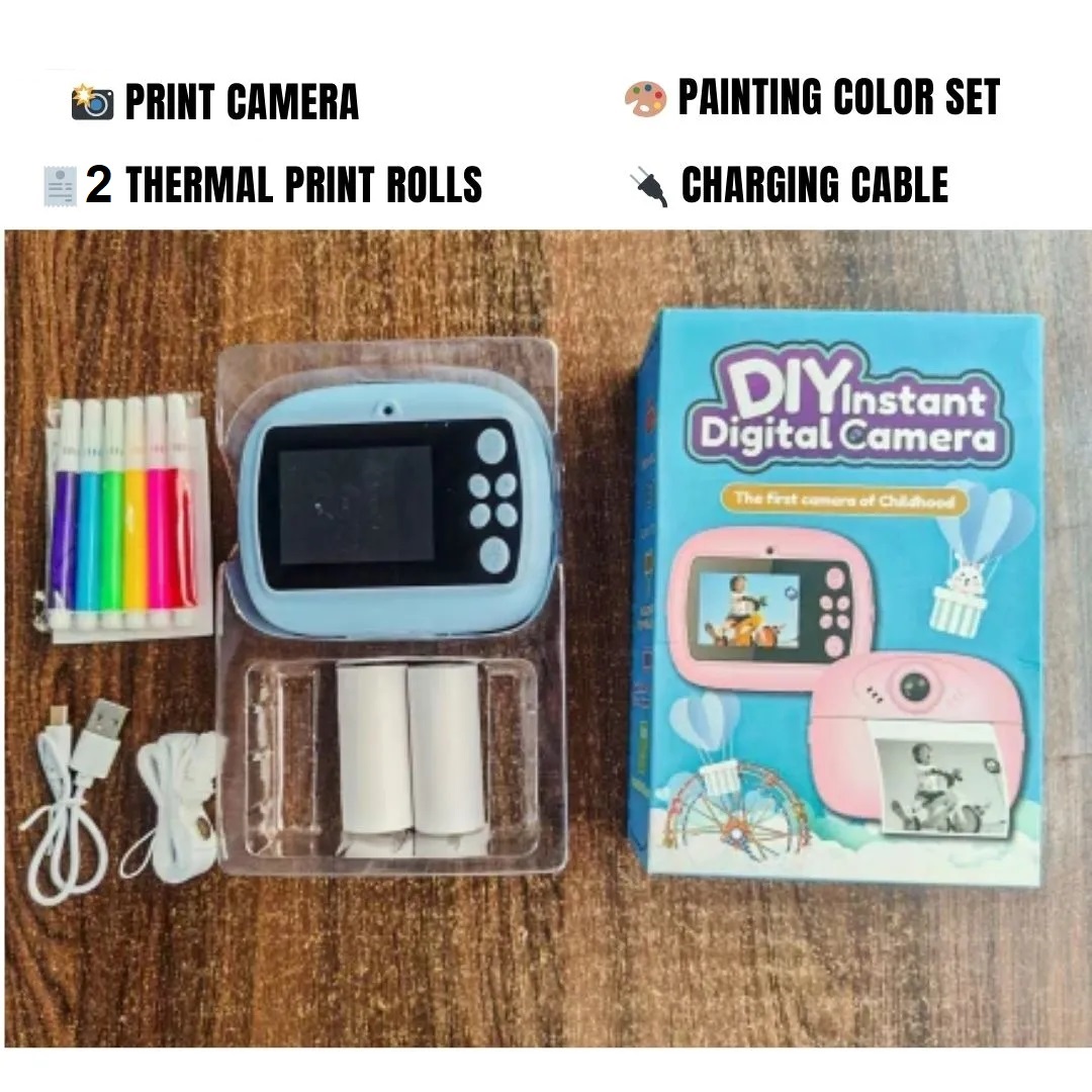 Smart Digital Dual Lens Instant Print Camera for Kids | 1080P Video Recorder & Selfie Camera with Thermal Printer | 2.4" IPS Screen | Mini Portable Camera with Games | Birthday Gift for Girls & Boys | Children’s Digital Camera Toy