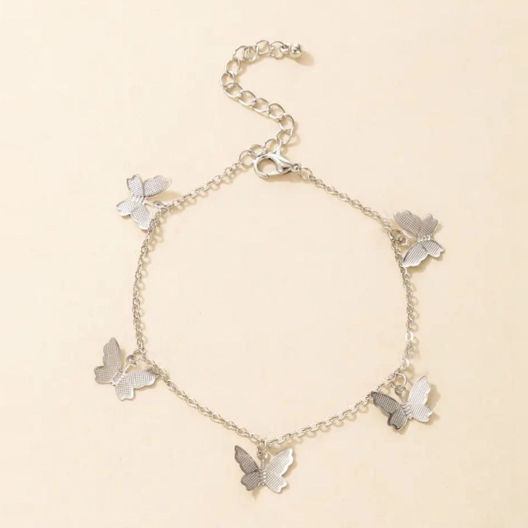 Butterfly Charm Anklet 1 Piece. (Silver)