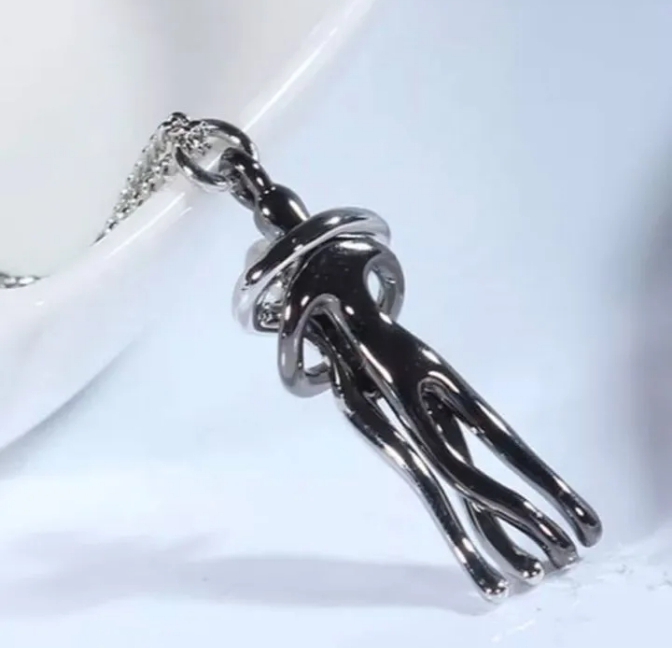 Love Hug Couple Necklace – Black & Silver Stainless Steel Pendant Chain for Men & Women | Romantic Matching Jewelry Gift