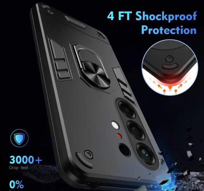 Tecno Camon 50 Pro Full Body Durable Protection Case Magnetic Ring Holder Armor Case Rotating Kickstand Grip Shockproof Hybrid Back Cover with Camera Lens Protection Anti-Drop Hard Case Rugged Shock Absorption Slim Fit Magnetic Car Mount Compatible