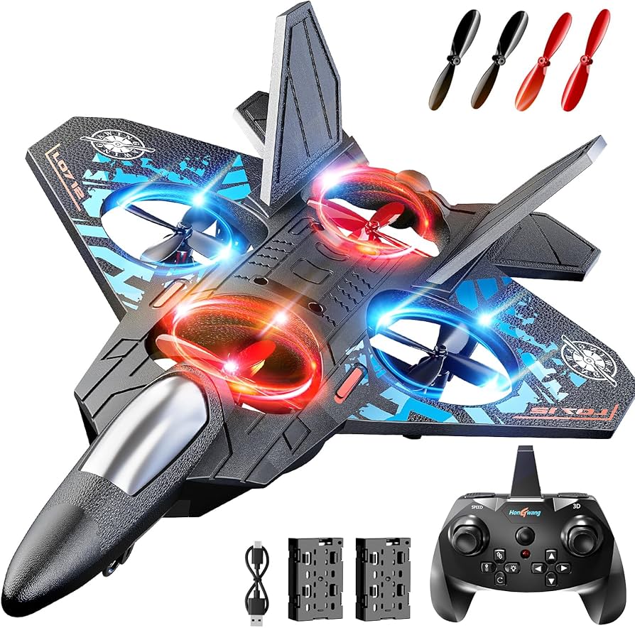 Fighter Jet Remote Control Airplane Toy for Kids | RC Fighter Jet Plane with Lights & Long Range | 360 Flip Stunt Roll & Rechargeable Remote Control Aircraft