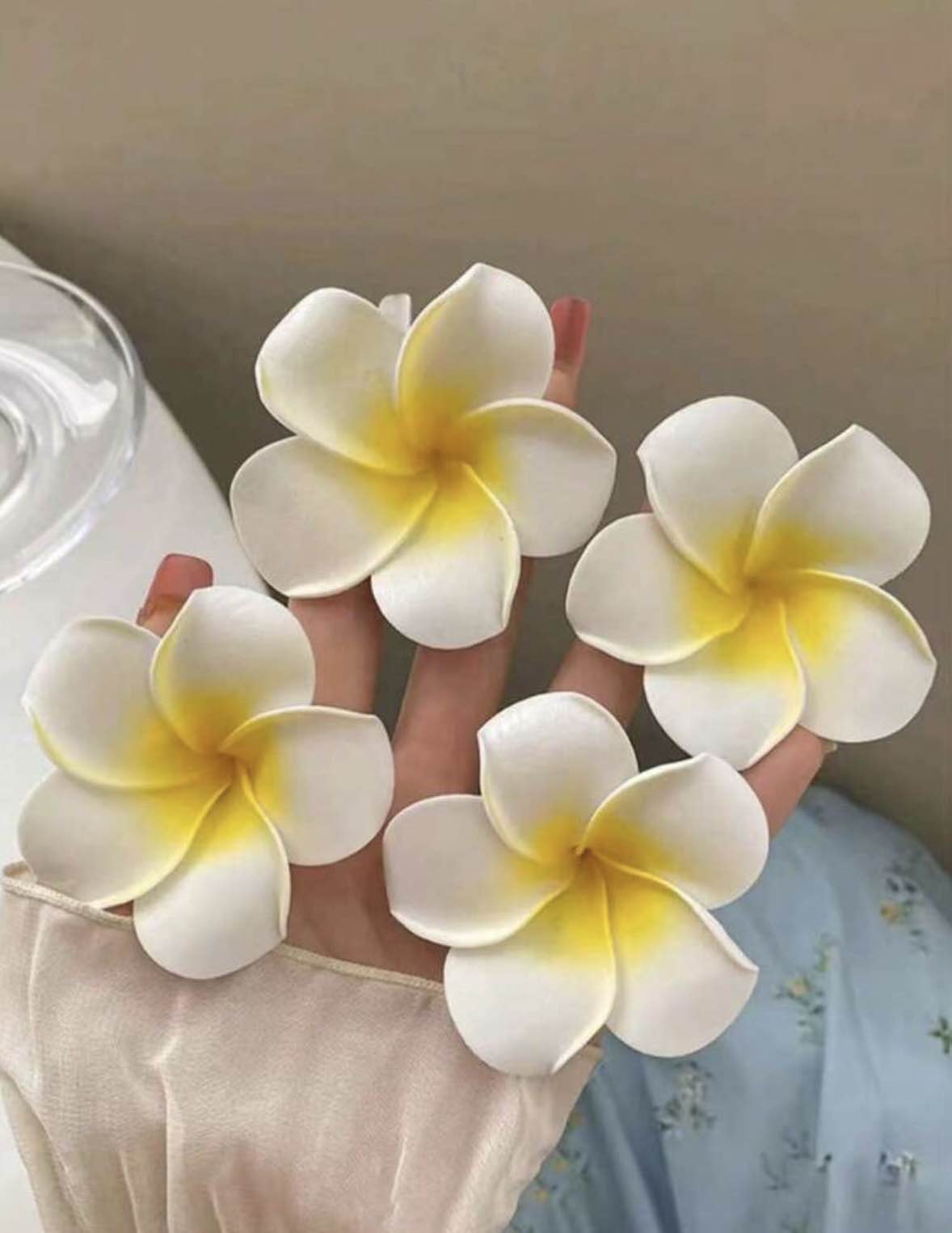 Flower Hair Clips, Hawaiian Floral Hair Barrettes, Boho White Yellow Flower Hair Pins For Girls Beach Vacation Party Daily Wear Hair Accessories
