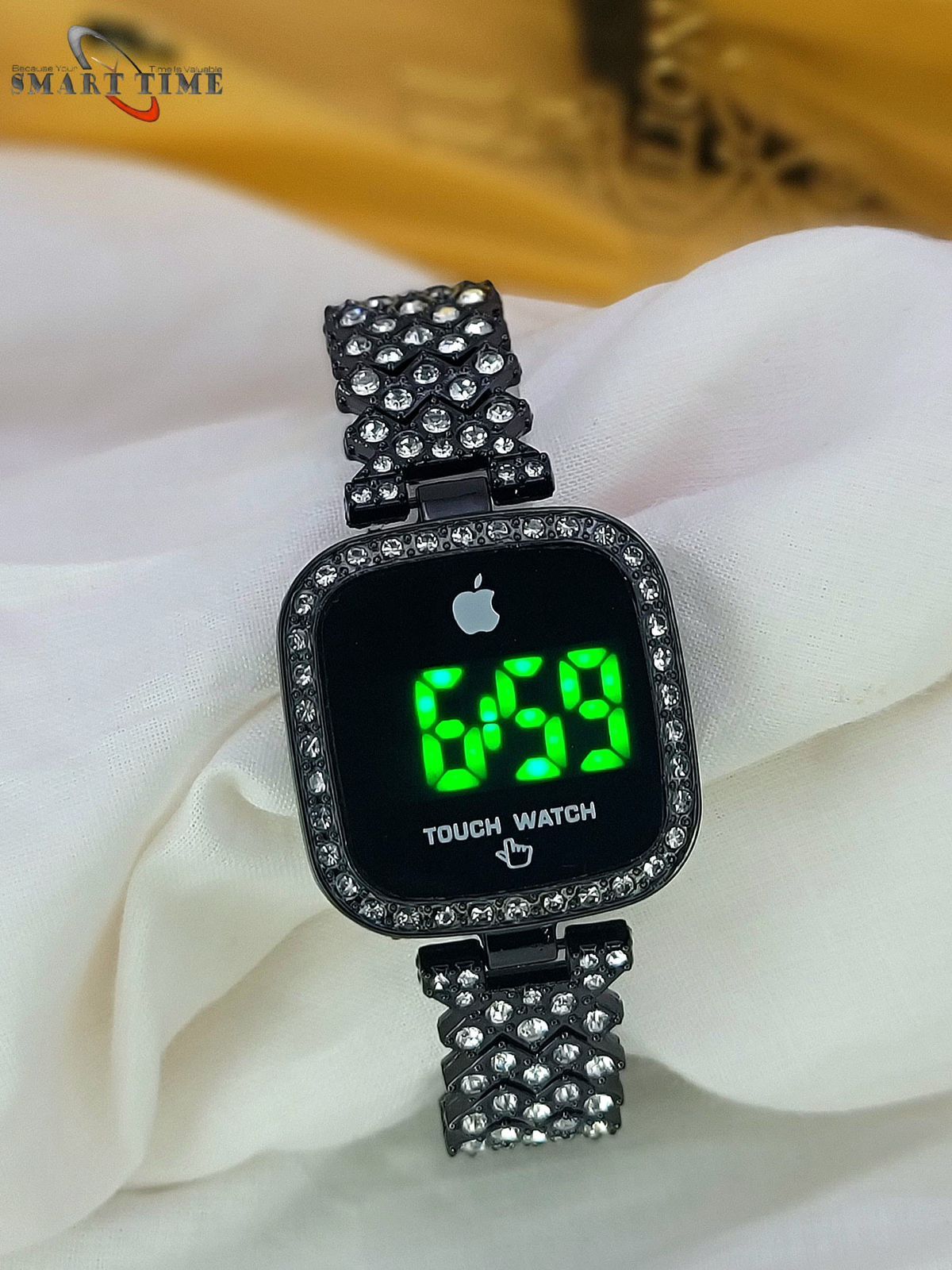 Hot Deal No.1 Full Diamond Touch Screen LED Watch – Steel Chain with Diamonds for Women & Girls