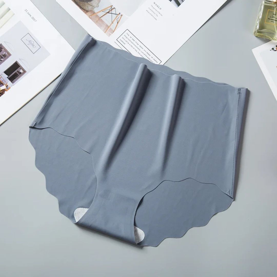 Pack of 3 Ice Silk Seamless Panties for Women | Soft Solid Color Women's Briefs | Elastic Ultra Thin No Show Underwear | Wavy Edge Comfortable Daily Wear Panties for Ladies & Girls