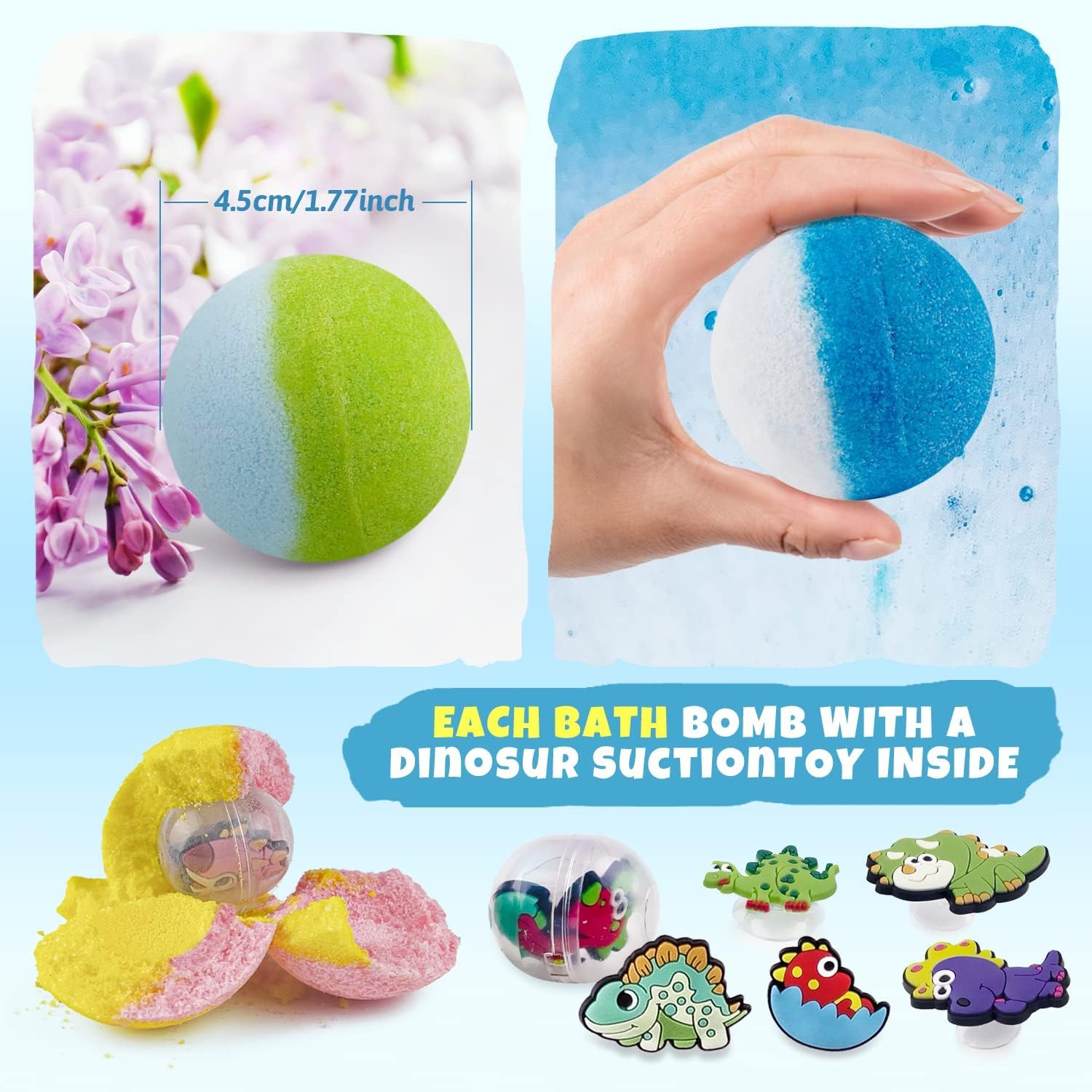 Bath Bombs for Kids with Surprise Toys Inside, Set of 1 Bath Bomb Gift Kids Safe Handmade Fizzy Balls Kit Organic Bubble Bath Bomb Great Gift for Birthday Day, Christmas image 6