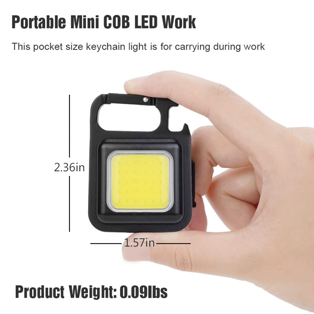 COB Small Flashlight, Keychain Work Light, USB Rechargeable, Mini LED Handheld t, 3 Light Modes Portable Pocket Light for Gift, Camping Emergency Fishing, Aluminum. (No Color Choice)