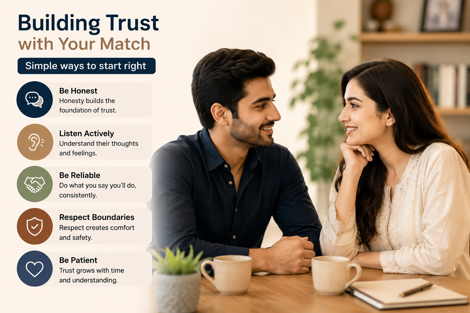 Happy couple demonstrating successful matchmaking through MatchFusion Matrimony, representing trust, love and commitment in marriage relationships