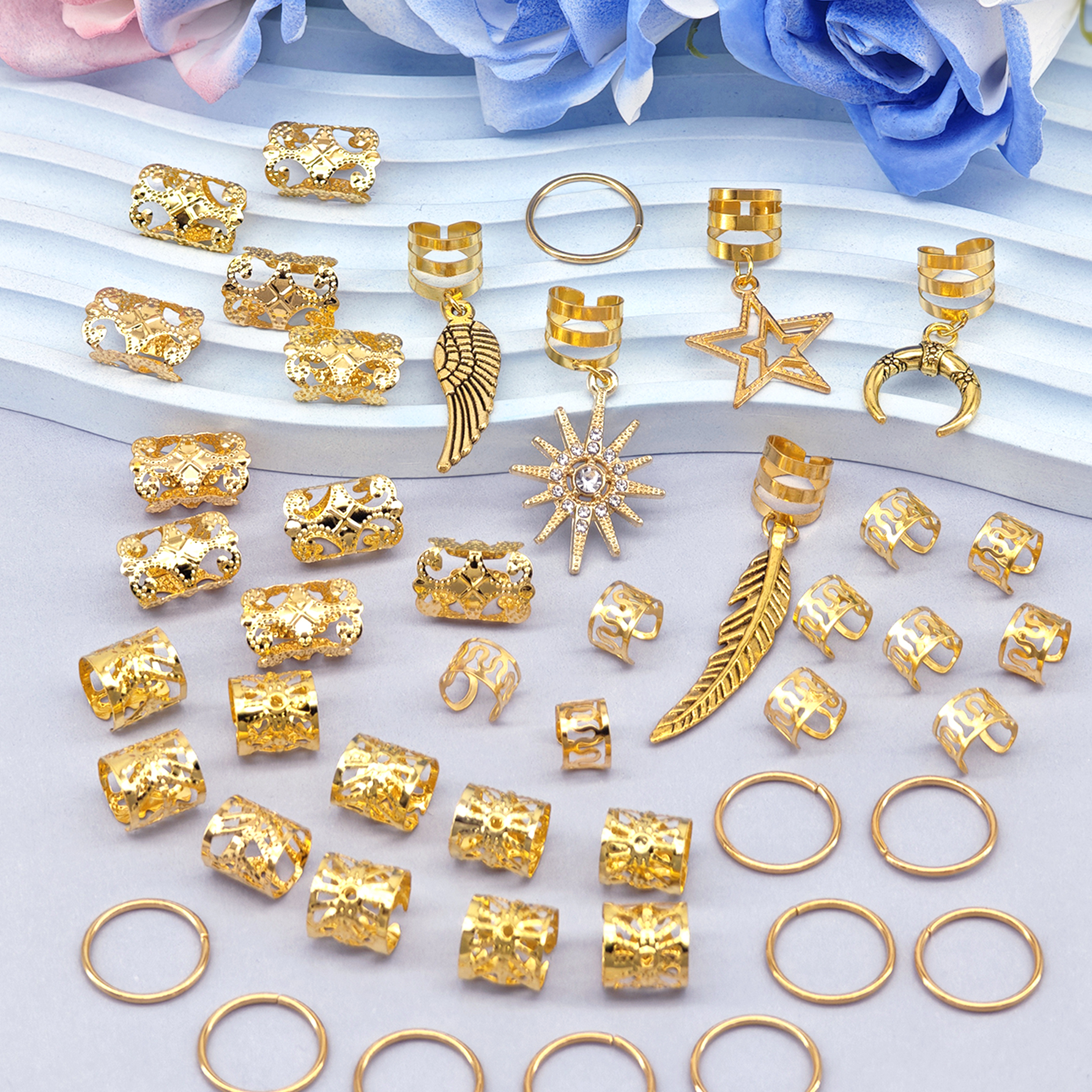 Alloy Braid 45Pcs Hair Rings Dreadlock Jewelry Accessories for Braids Loc Hair