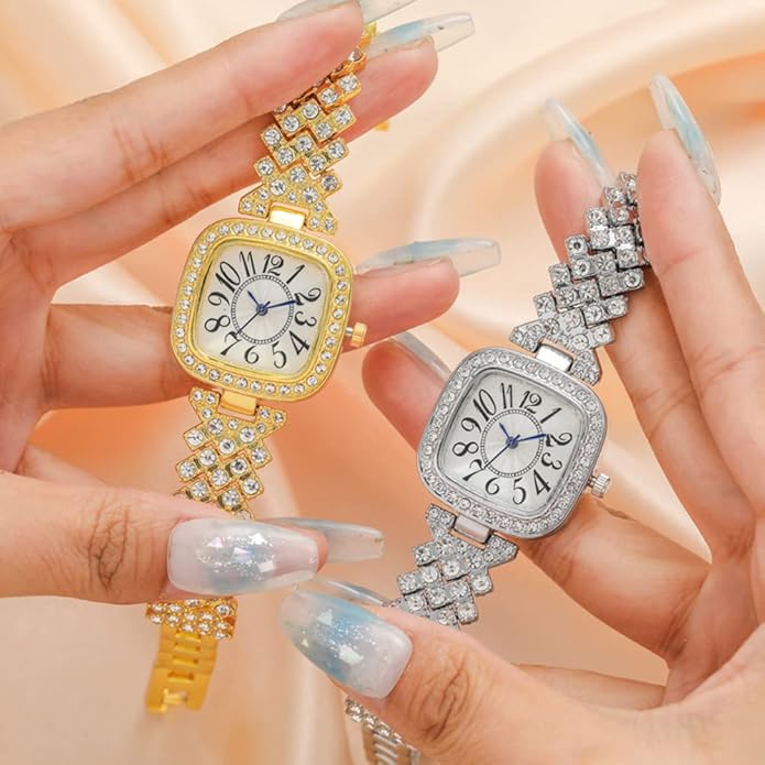 HOT DEALS NO 1 Fashion Luxury Vintage Diamond Square Watch Digital dial Quartz Women's Watch