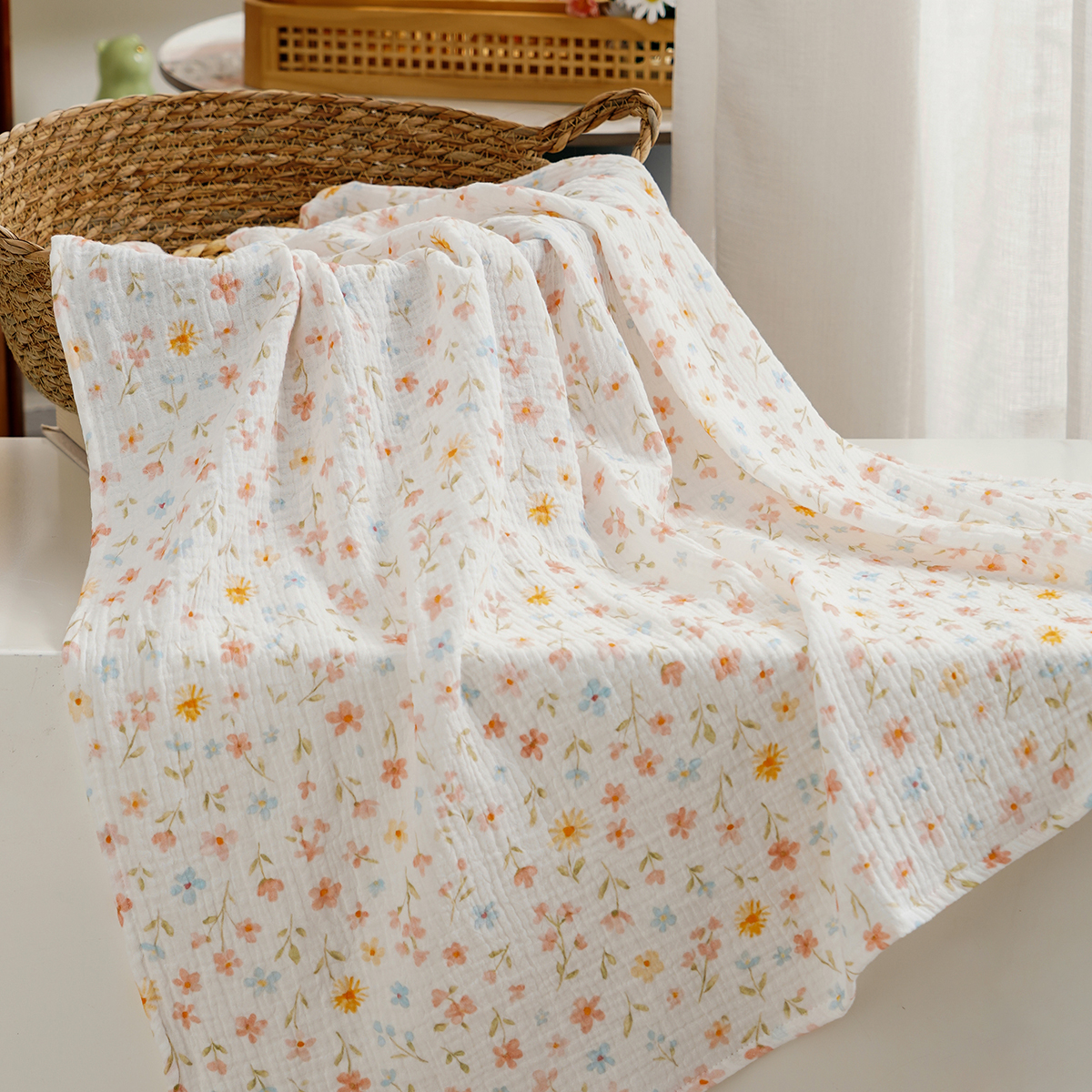 Elinfant 1 PC Newborn Swaddle Wrap Soft Breahable Cozy Bath Towel Swaddle Blankets 100%Cotton Muslin Swaddle Blanket Crepe Cloth