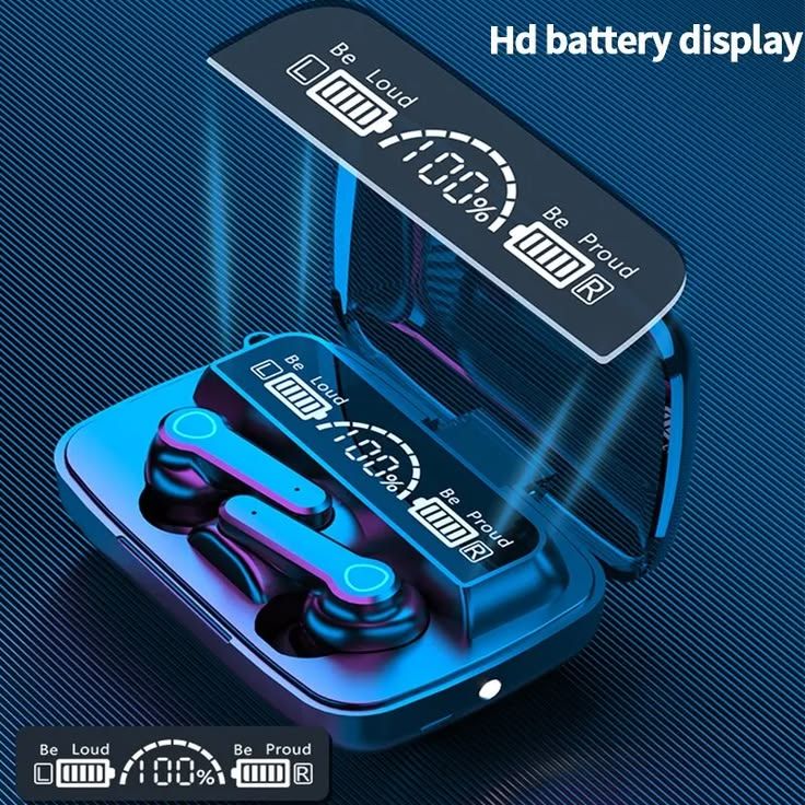 M10/M19/M25/X55/895B/M90/Air 31 TWS Wireless Bluetooth Earbuds - ENC Noise Cancellation, LED Display, Touch Control, Gaming Mode, Waterproof Headphones with Charging Case Compatible for Android & All Devices