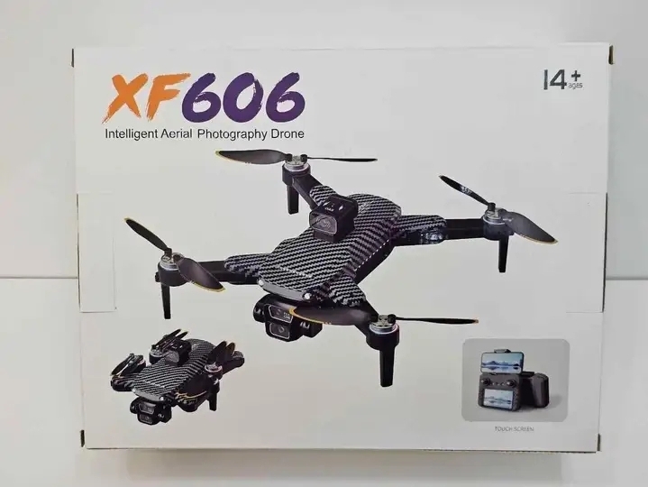 XF606 Triple Camera Brushless Motors Camera Drone With Rechargeable LCD Remote Also With 2.5 Cine Lens High Quality Obstacle Avoidance Camera Drone With Unique Packing Carbon Coting High Quality Body