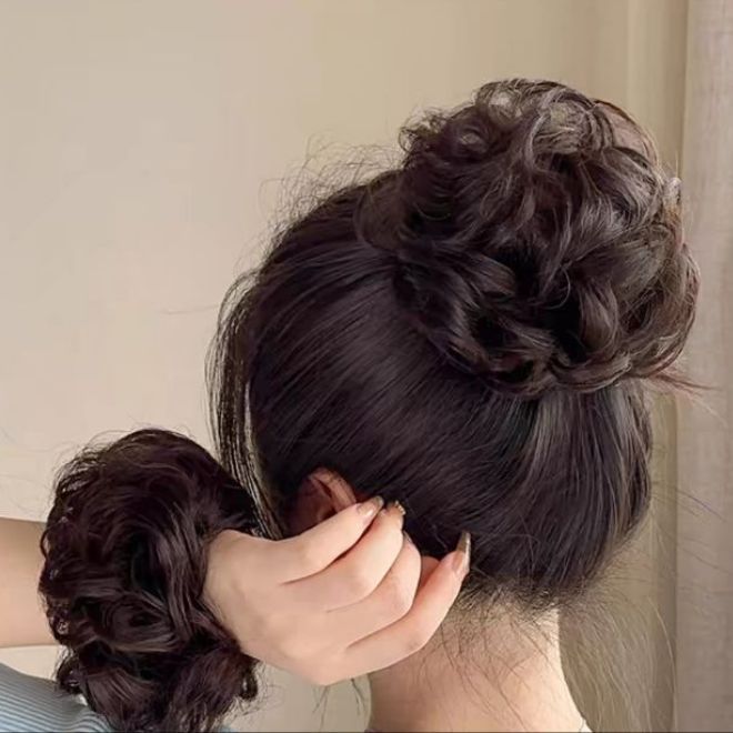 1ps Messy Hair Bun Extension / jura poni for girls  fake pony bun extension | hair scrunchies