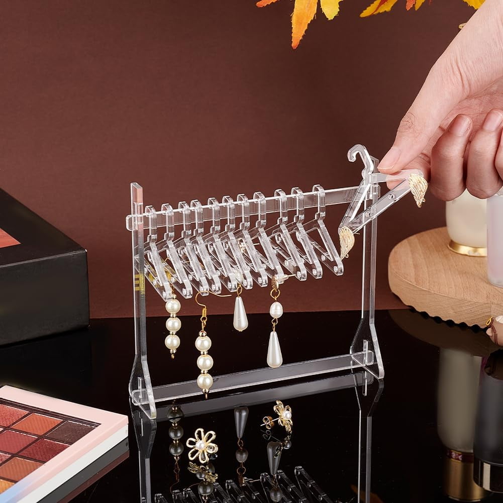 Acrylic Earring Displays Clear Hanger Earrings Display Stand with 8 Hangers for Display Supplies Hanging Earring Show (PACK OF 1, COMES WITH 8 HANGERS)