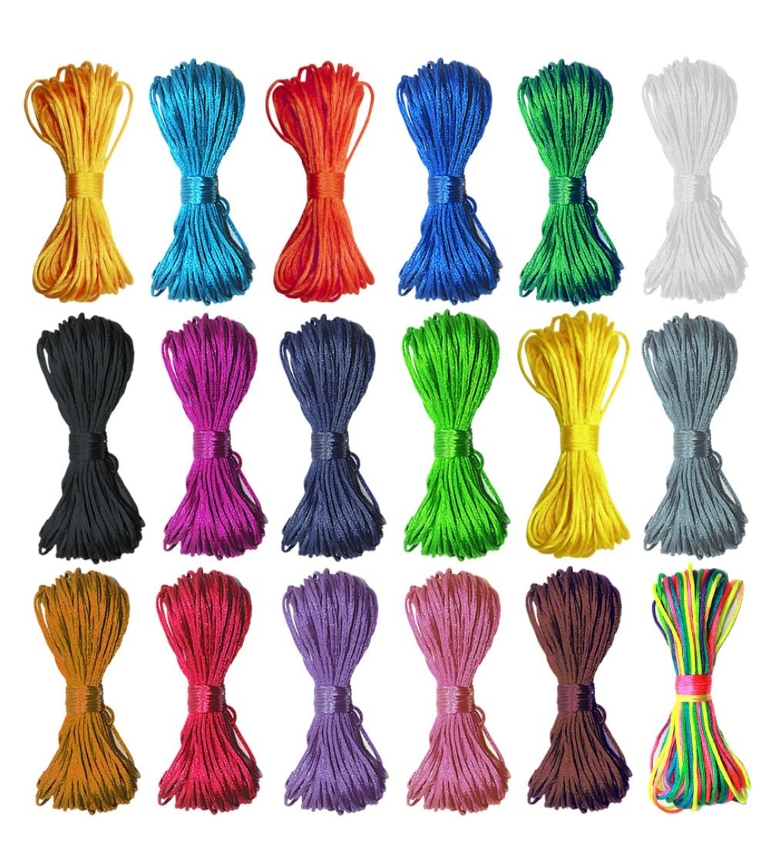 Nylon String for Bracelets Nylon Cord 1.5 mm 25 Yards Nylon Satin Cord Silk Beading Cord Bracelet String Waxed Trim Cord for Necklace Macrame Kumihimo Lanyard Satin String for Jewelry Making