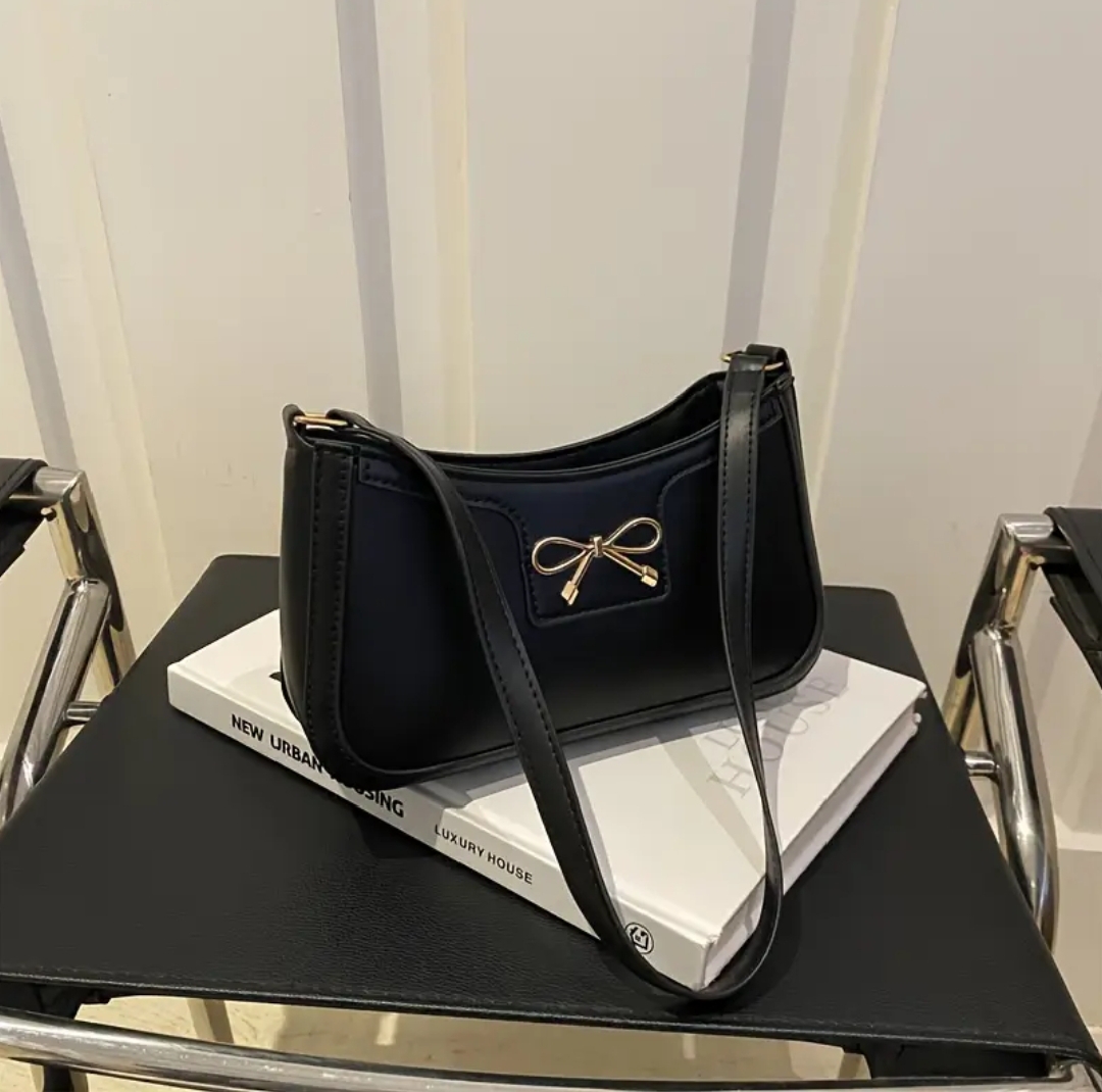 1 Pc Chic Faux Leather Shoulder Bag For Women Large Capacity Underarm Handbag With Zipper Closure Solid Color Edge Painted Polyester Lined Versatile Fashion Accessory