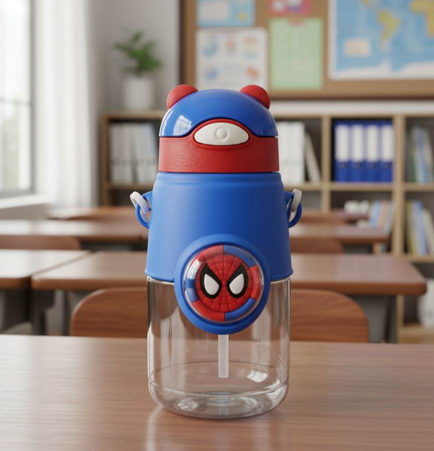 New Fancy Style Mighty 3D Cartoon School Bottle – 3D Cute Design Water Bottle for Kids (Random Color)