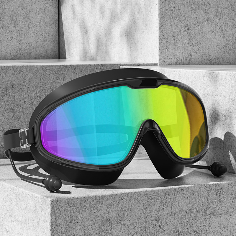 Adult Large Frame Swimming Goggles Electroplated Anti-Fog UV Protection Safety Optical Lenses Swimming Accessories