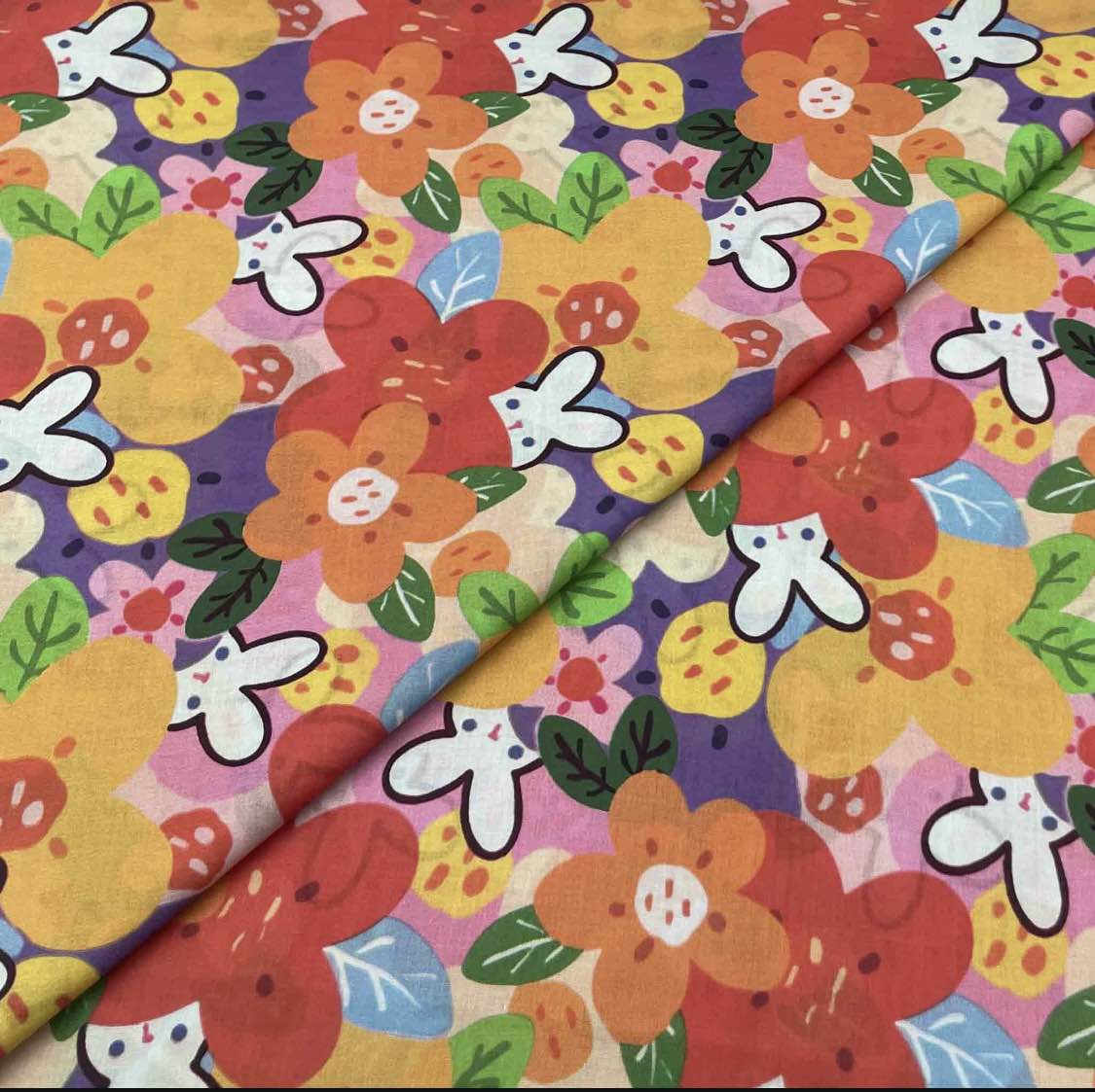 Unstitched Funky and Colorful Lawn Prints Fabric For Kids 1.5 meter