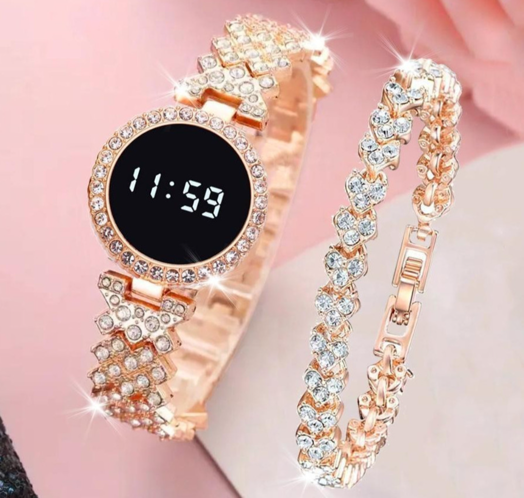 New Fashionable Stone Touch Round Ladies Watch for Women