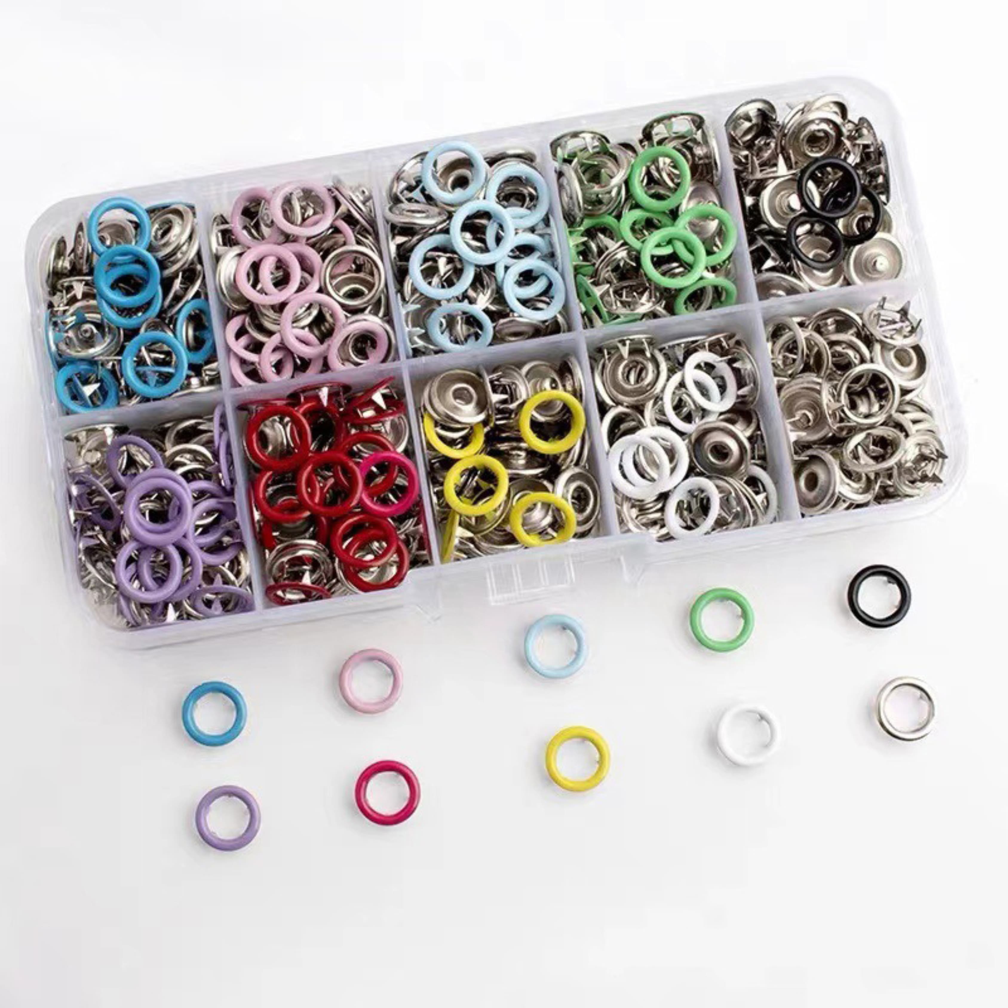 Multi-Color Snap Fasteners for Sewing | 9.5mm Pen Prong Button Kit for Clothes, Bags & Crafts Nickel-Free Snap Buttons for Jeans & Baby Clothes Snap Button Set for Clothes 9.5mm