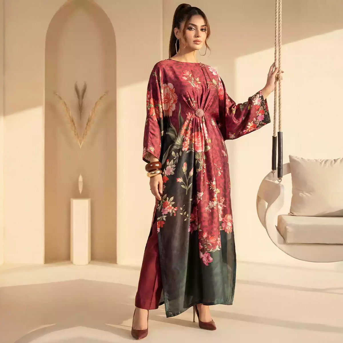 1PC Unstitched Printed Shamose Silk Kurti (WP7L1PELP520)