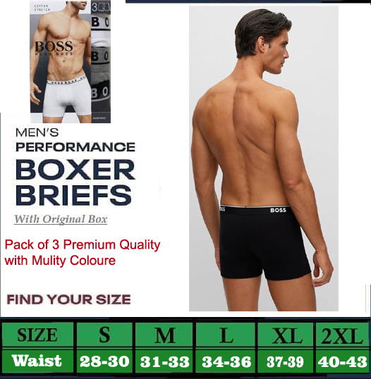 Pack of 3 underwear boxer for men with pure cotton premium quality materials comfortable for wearing through out year