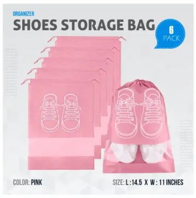Pack of 12 Shoe Bags for Travel Dust-proof Clear Window Non-Woven with Rope packing luggage suitcase Pouch Storage Organizer for Men and Women